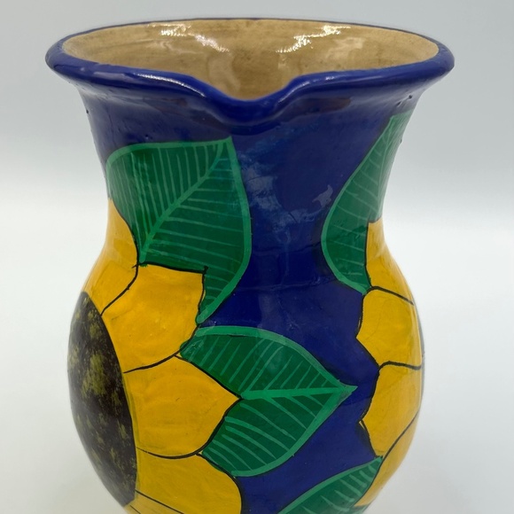 Vintage Mexican Talavera Pottery Sunflower Jug & Bowl Hand Painted Folk Art Boho - Picture 6 of 10